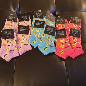 Girls Emoji Ankle Socks Bundle (12 pair) size- 4-6